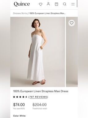 Quince European Linen Strapless Maxi Dress